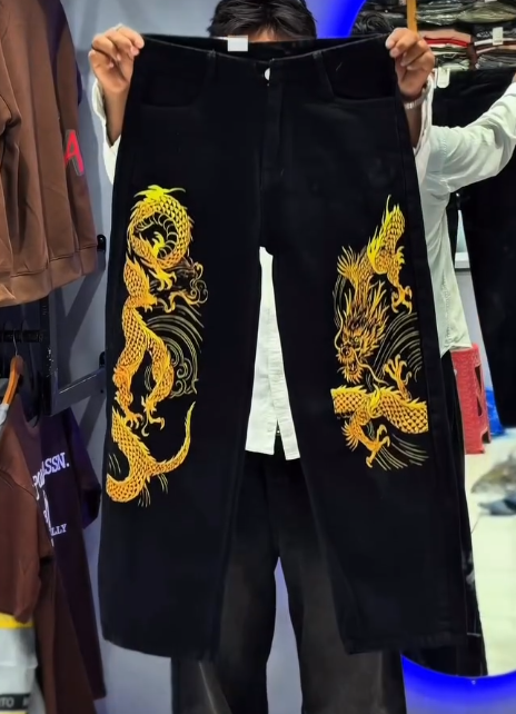 Light Blue Hardcore Straight Fit Denim Jeans with Bold White Graphic Print – Urban Edge Redefined