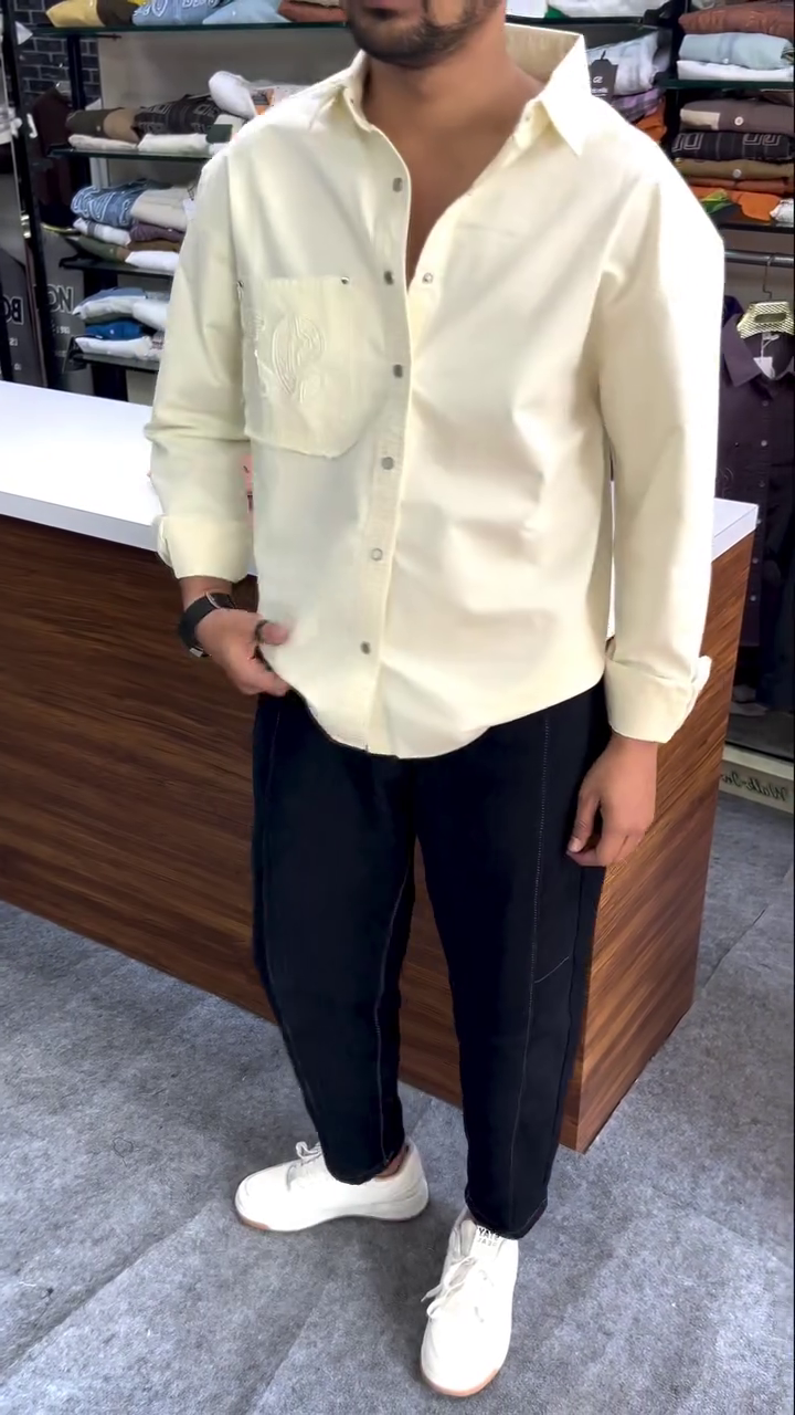 Men’s Mustard Slim Fit Solid Full Sleeves Casual Shirt – Bold Color, Sharp Style