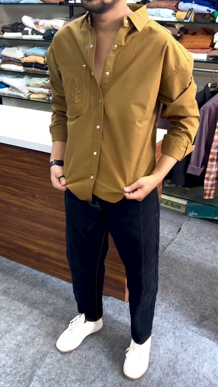 Men’s Mustard Slim Fit Solid Full Sleeves Casual Shirt – Bold Color, Sharp Style