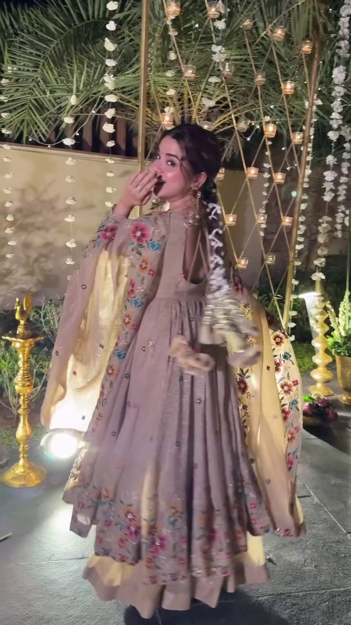 Luminous Silken Anarkali Suit Set – Grace in Every Flow