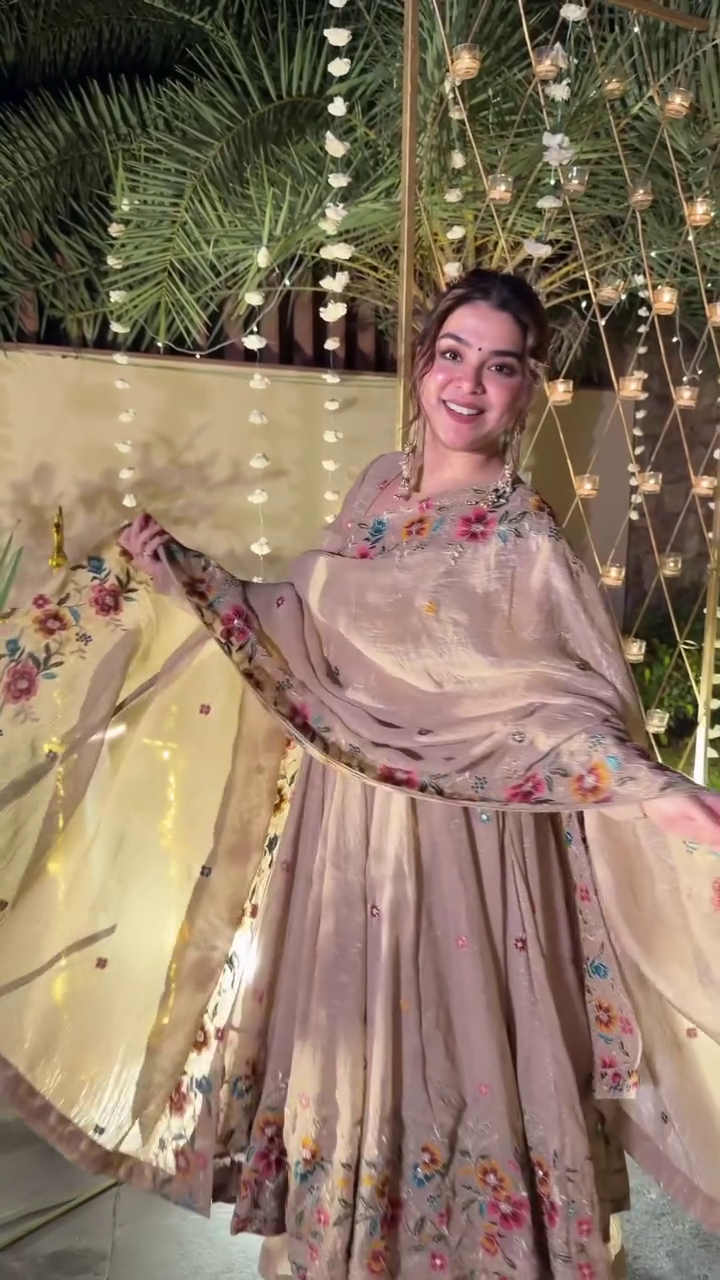 Luminous Silken Anarkali Suit Set – Grace in Every Flow