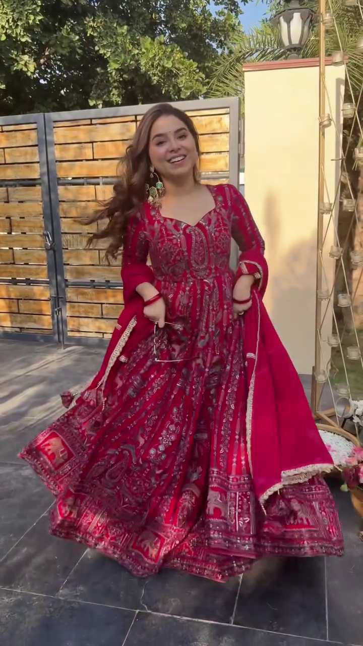 Pink Embroidered Georgette Wear Maxi Set – Soft Glamour, Timeless Elegance