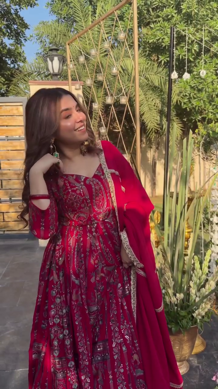 Pink Embroidered Georgette Wear Maxi Set – Soft Glamour, Timeless Elegance