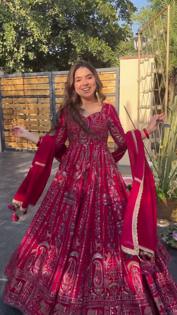 Pink Embroidered Georgette Wear Maxi Set – Soft Glamour, Timeless Elegance