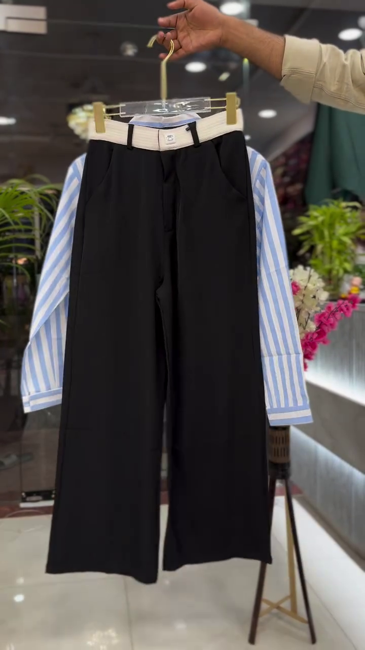 Women’s Striped Cotton Shirt Style Top with Peplum Drape Design – Fresh, Feminine & Flattering