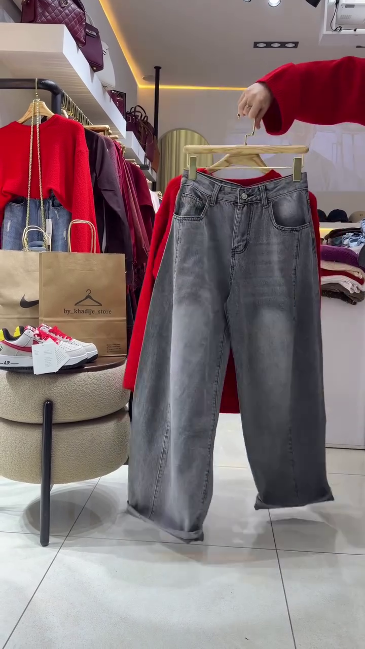 🔴 Bold & Cozy: Statement Red Knit with Relaxed Denim