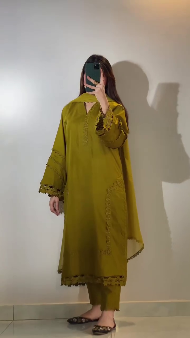 Radiant Elegance in Lime Green – A 3-Piece Luxury Statement of Embroidered Grace & Lace Perfection