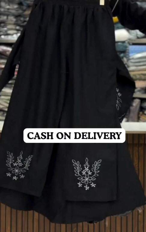 Urban Elegance – Embroidered Denim Long Shirt & Matching Pant Set