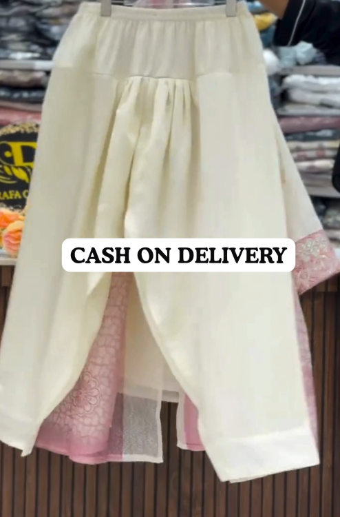 Regal Charm – Embroidered Pakistani Suit with Bell Sleeves, Trousers & Dupatta