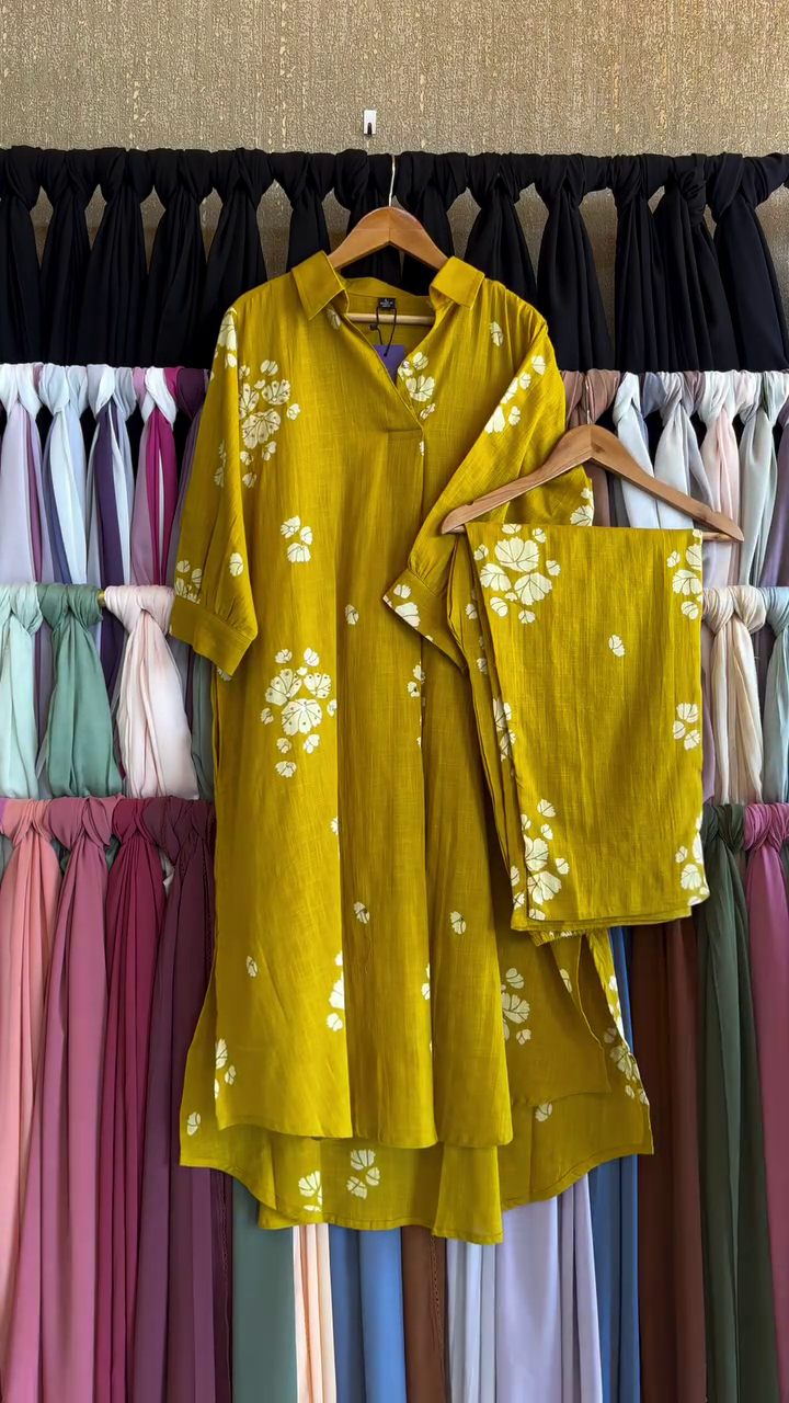 💛🌼 Mustard Yellow Floral Printed Kurta Set – Bright, Beautiful & Effortlessly Chic 🌼💛