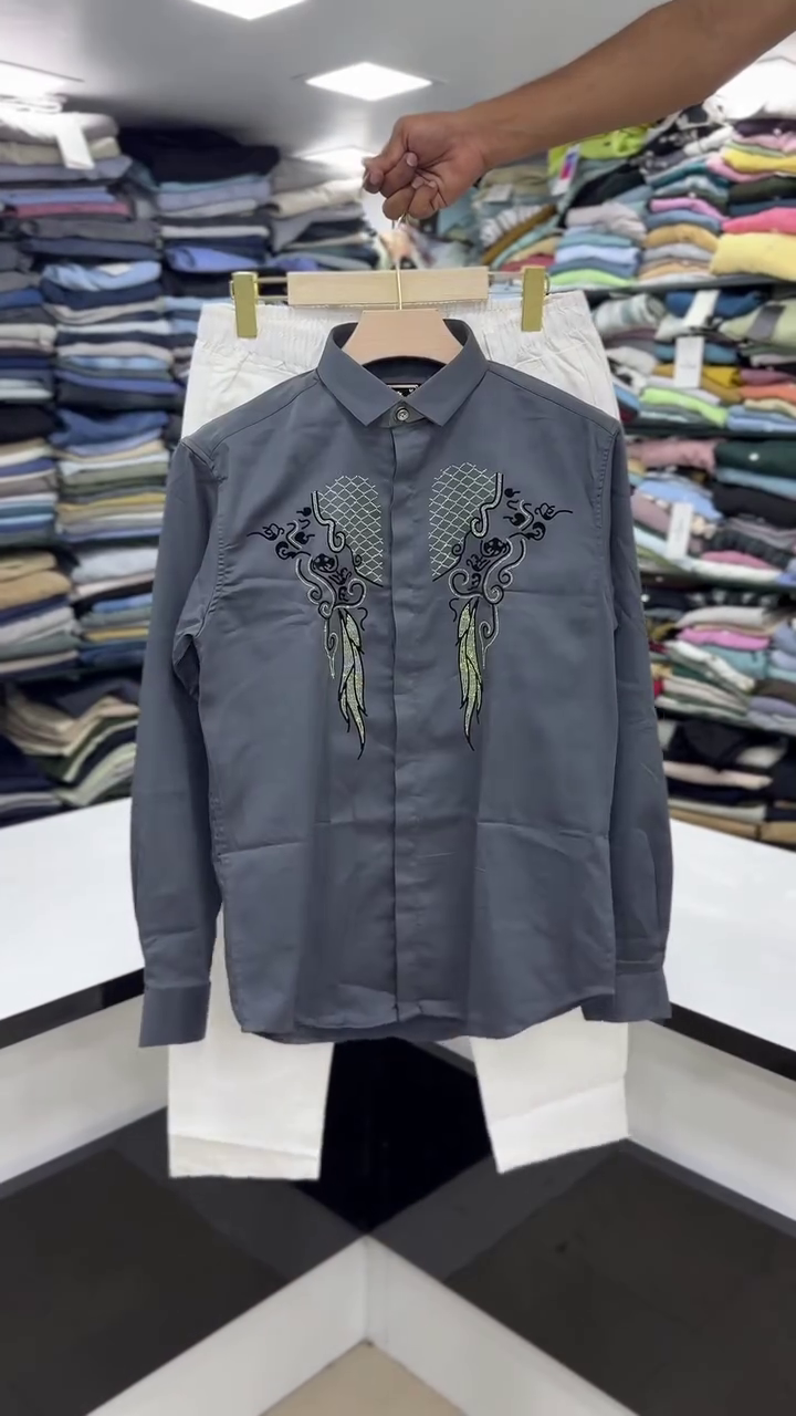 Elegant Maroon Hand-Embroidered Cotton Silk Shirt with Trouser – Sophisticated Ethnic Style ❤️