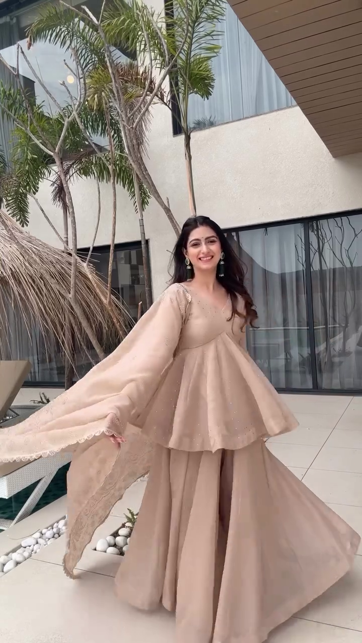 Royal Red Tabby Organza Sharara Set – Elegant Festive & Party Wear ✨