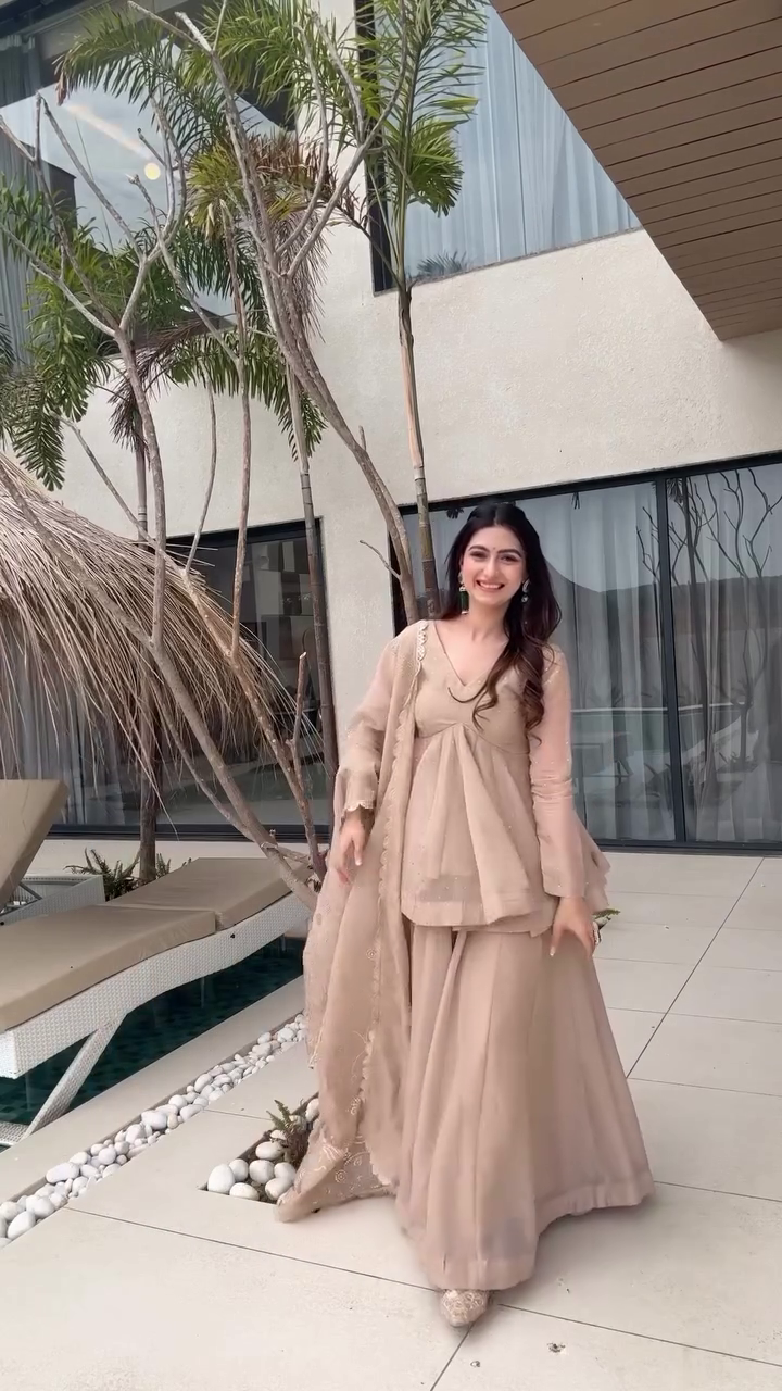 Royal Red Tabby Organza Sharara Set – Elegant Festive & Party Wear ✨