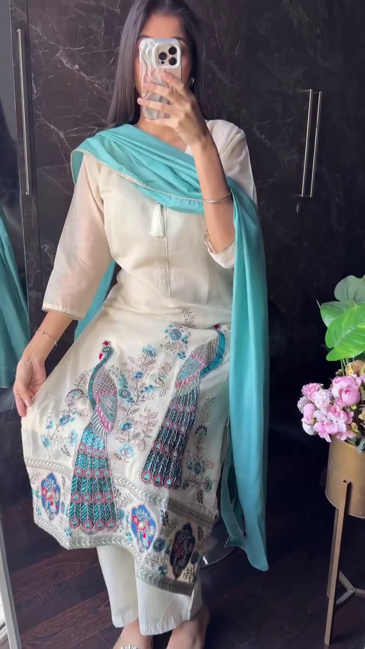 Elegant Peacock Suit Set – Vibrant Ethnic Wear for Festive & Party Occasions 🦚