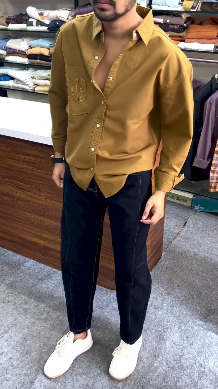 Bold Casual Style: Carrot Orange Cotton Shirt for a Modern Everyday Look