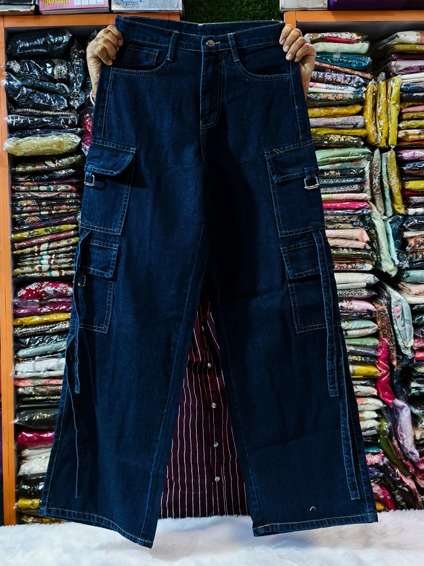 Women Cargo Jeans | High Rise Stretchable Baggy Wide Leg Denim 👖✨