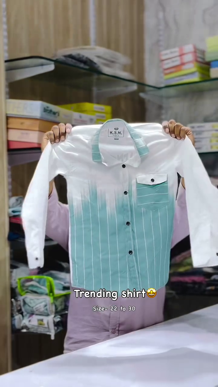 Fresh & Effortless: White–Blue Ombre Striped Casual Shirt