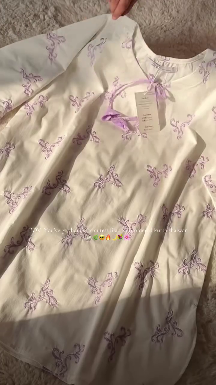 Soft Serenity: Lilac and White Kurta Shalwar Set