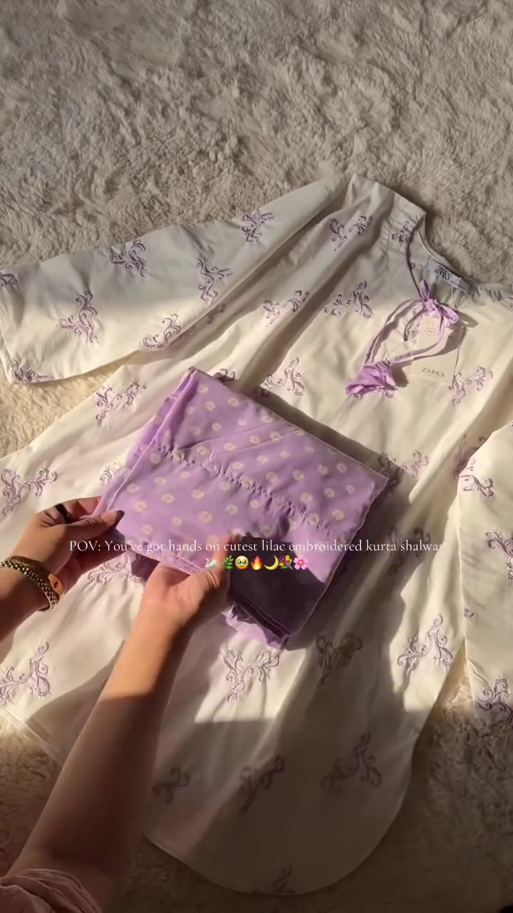 Soft Serenity: Lilac and White Kurta Shalwar Set