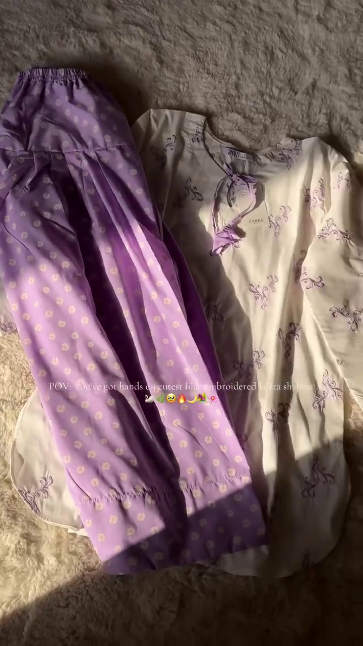 Soft Serenity: Lilac and White Kurta Shalwar Set