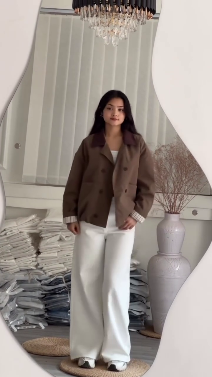 Timeless Tailoring: Brown Double-Breasted Short Coat