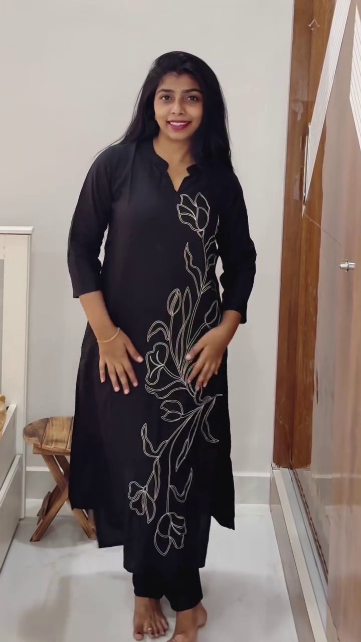 Classic Sophistication: Black Rayon Kurta Pant Set