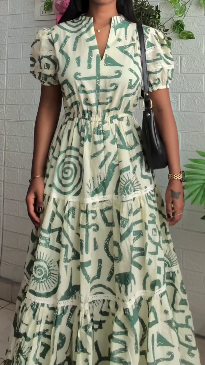 Fresh Elegance: Women’s Off-White Floral Printed Cotton Midi Dress