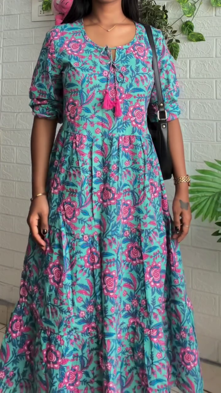 Fresh Elegance: Women’s Off-White Floral Printed Cotton Midi Dress