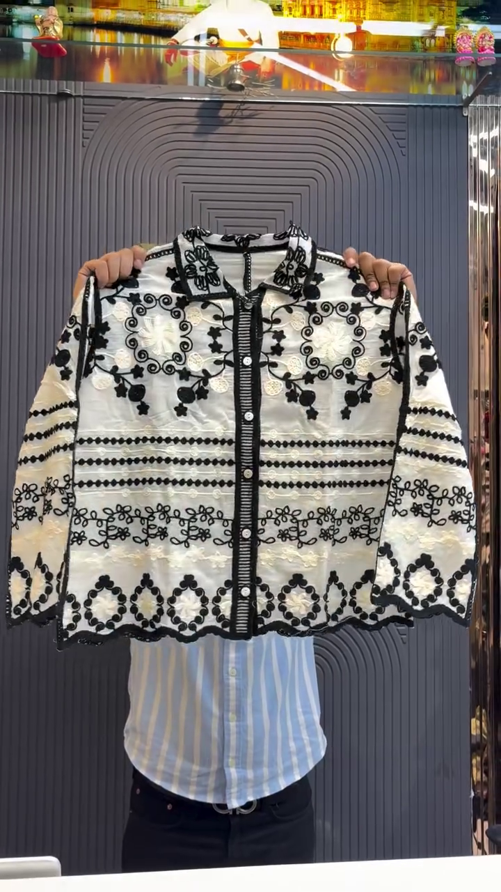 Timeless Elegance: White Embroidered Cotton Shirt