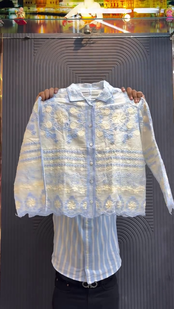 Timeless Elegance: White Embroidered Cotton Shirt