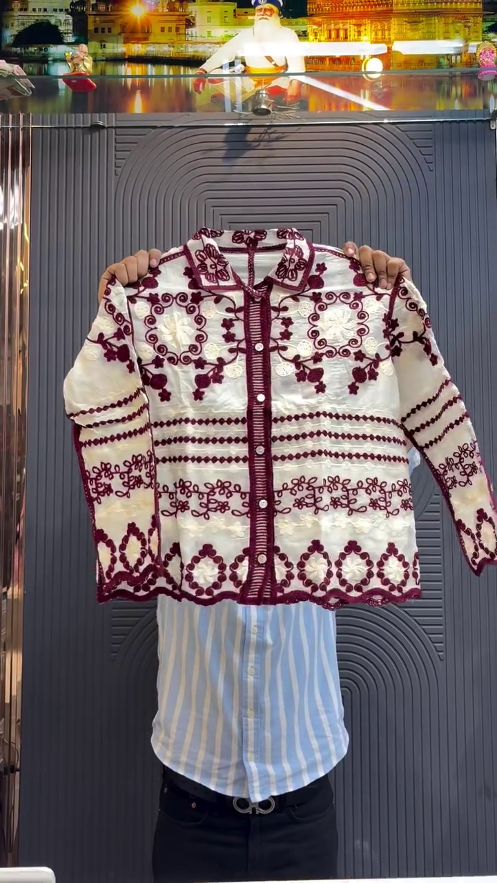 Timeless Elegance: White Embroidered Cotton Shirt