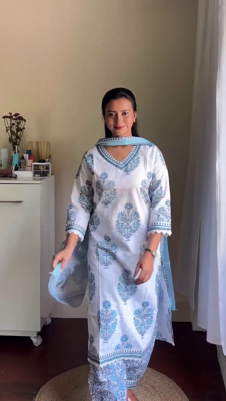 Sunny Charm: Yellow Cotton Floral Printed Kurta Set