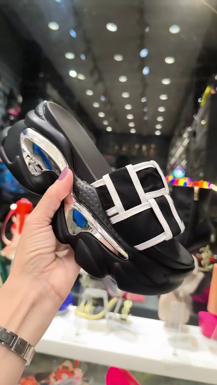 Futuristic Flair: Metallic Platform Sandals with Wide Straps