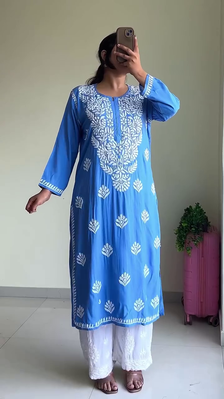 Elegant Burgundy Straight Kurta with White Hand-Embroidered Detailing