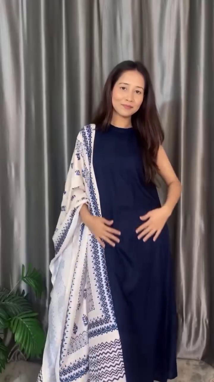 Elegant Maroon & Black Ethnic Set – Kurta, Pant, and Dupatta