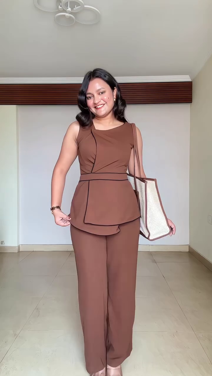 Chic Monochrome: Black Vest & Wide-Leg Trouser Set for Women