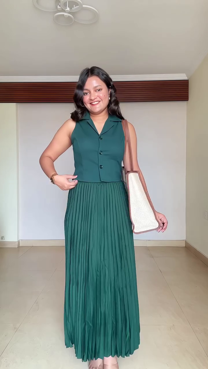 Chic Monochrome: Black Vest & Wide-Leg Trouser Set for Women