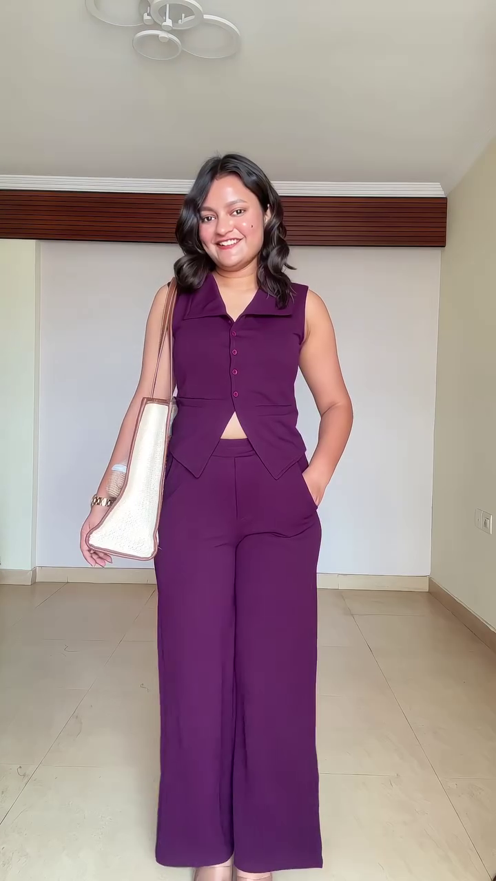 Chic Monochrome: Black Vest & Wide-Leg Trouser Set for Women