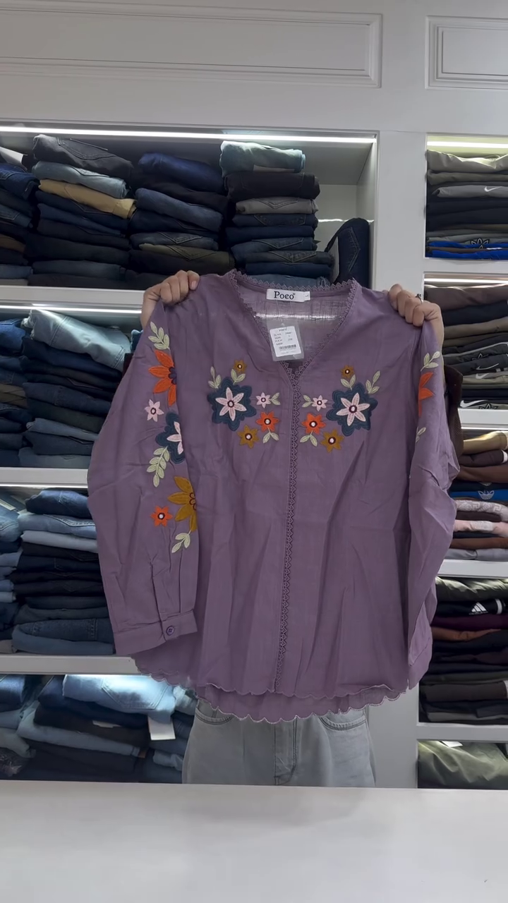 Fresh & Elegant: Green Floral Embroidered Tunic Top