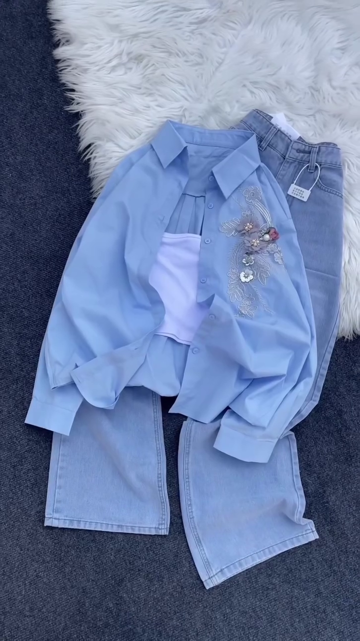 Elegant White Co-Ord Set with Floral Embroidery and Belted Detail