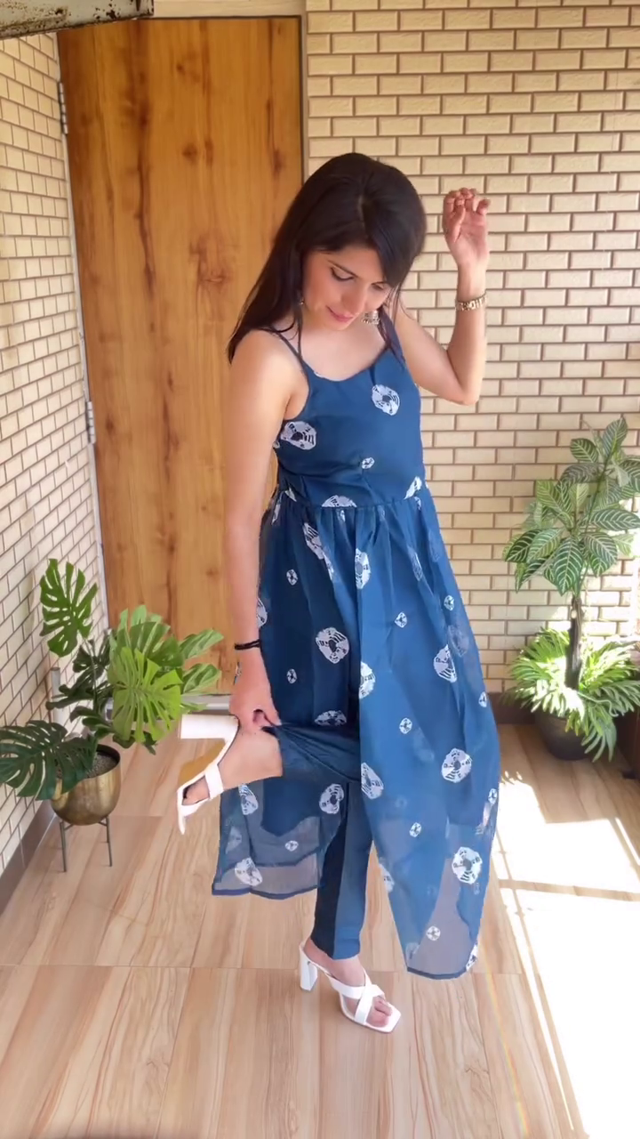 Graceful & Breezy: Printed Chiffon A-Line Kurta Set