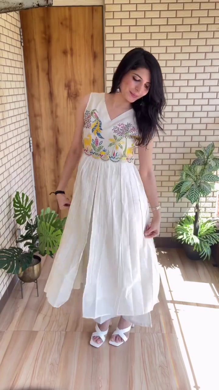 Graceful & Breezy: Printed Chiffon A-Line Kurta Set