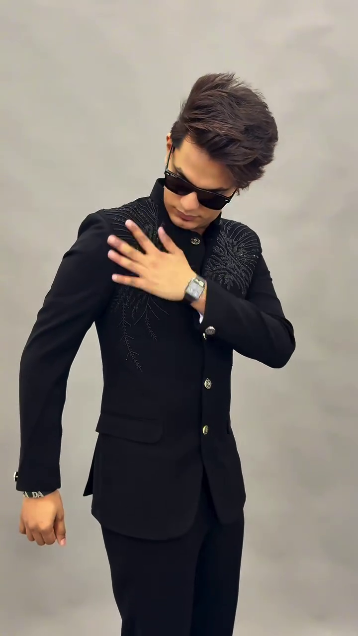 Regal & Refined: Black Twamev Embroidered Jodhpuri Suit