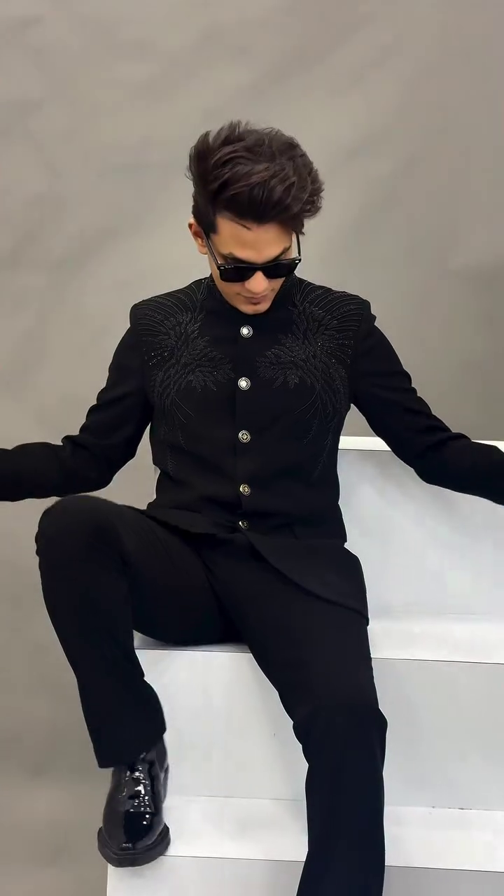 Regal & Refined: Black Twamev Embroidered Jodhpuri Suit