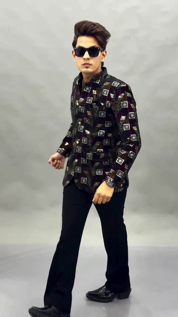 Regal & Timeless: Black Velvet Jodhpuri Suit