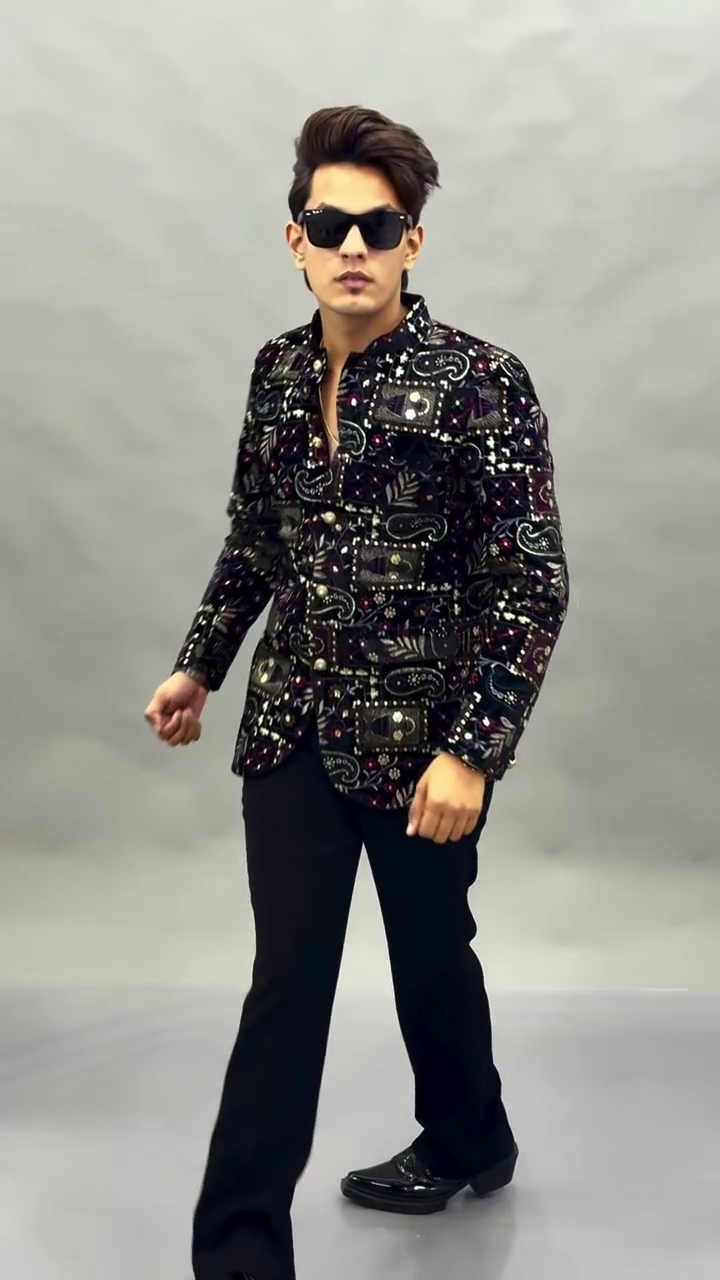 Regal & Timeless: Black Velvet Jodhpuri Suit