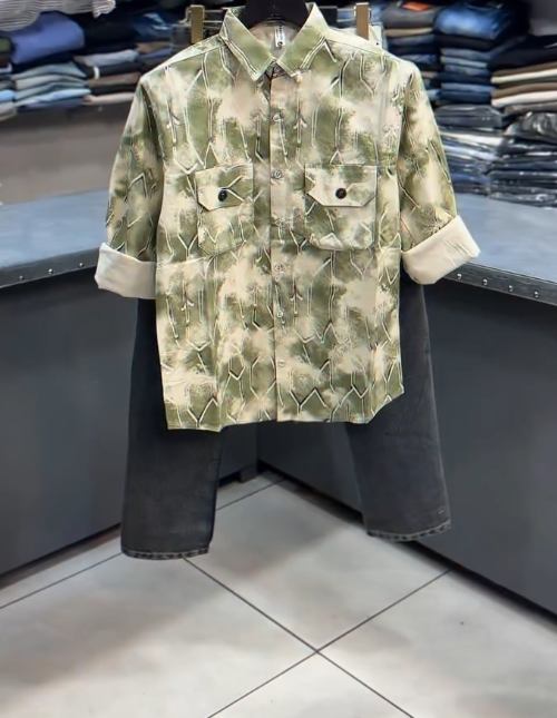 Casual & Stylish: Black and Grey Awning Stripe Shirt with Jeans