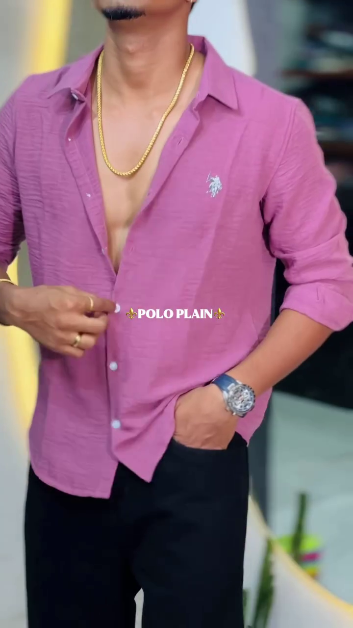 Classic Comfort: Pink Cotton Button-Down Shirt