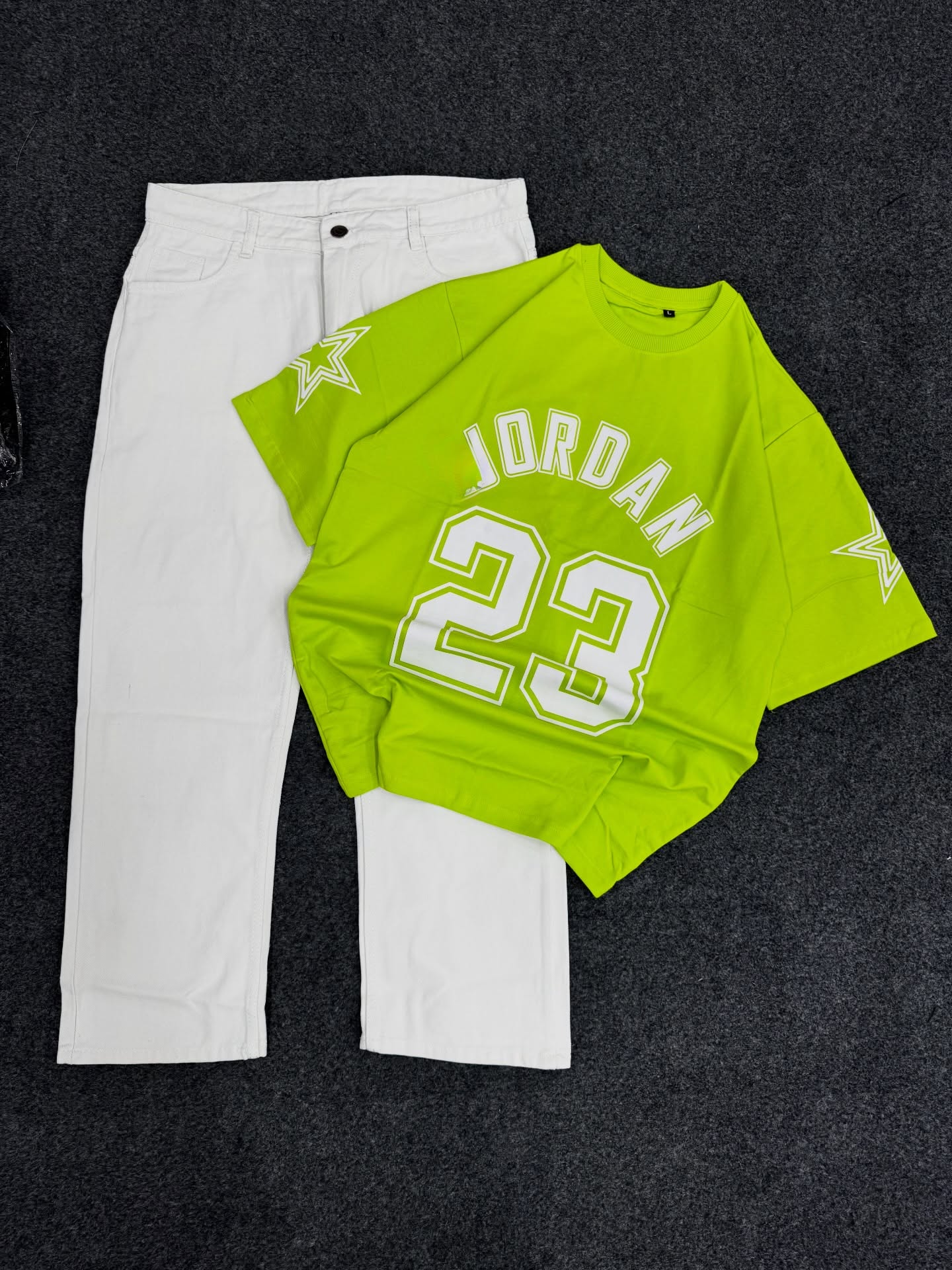 Classic Contrast: Red T-Shirt Paired with White Jeans