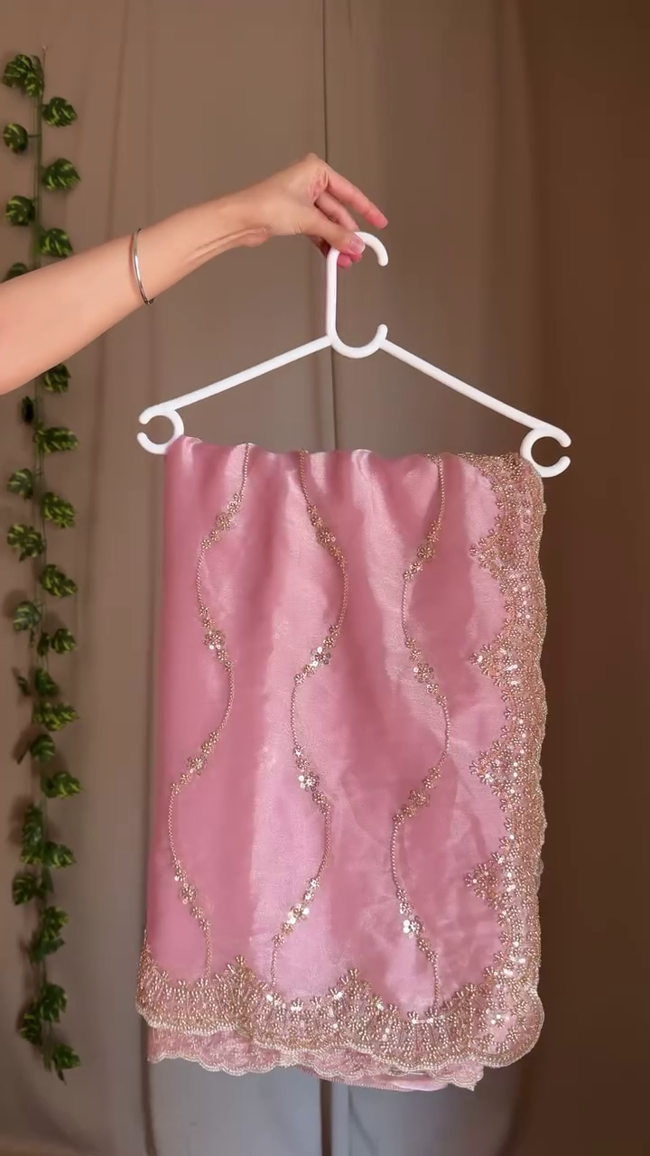 Elegant & Feminine: Pink Embroidered Saree